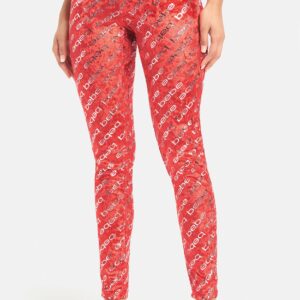 Women's Allover Bebe Lounge Pant, Size Large in Red Polyester