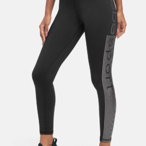 Women's Bebe Sport Logo Legging, Size Medium in Black with Silver Glitter Metal/Spandex
