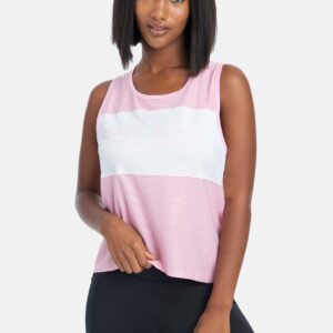 Women's Bebe Sport Tie Dye Panel Mesh Tank Top, Size Medium in Pink Lilac Spandex