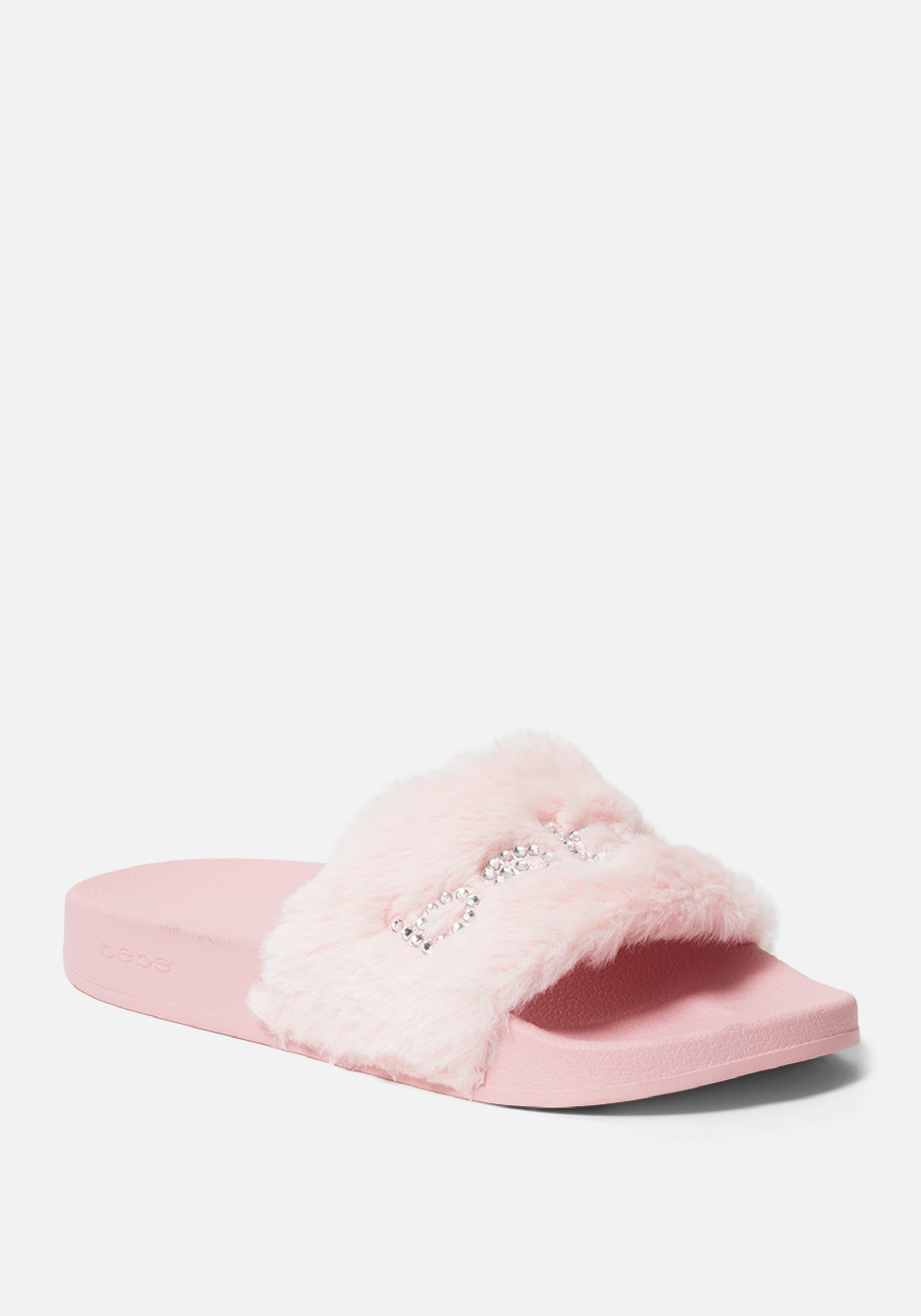 Bebe Women's Furiosa Faux Fur Slides Shoe, Size 9 in DUSTY PINK Synthetic