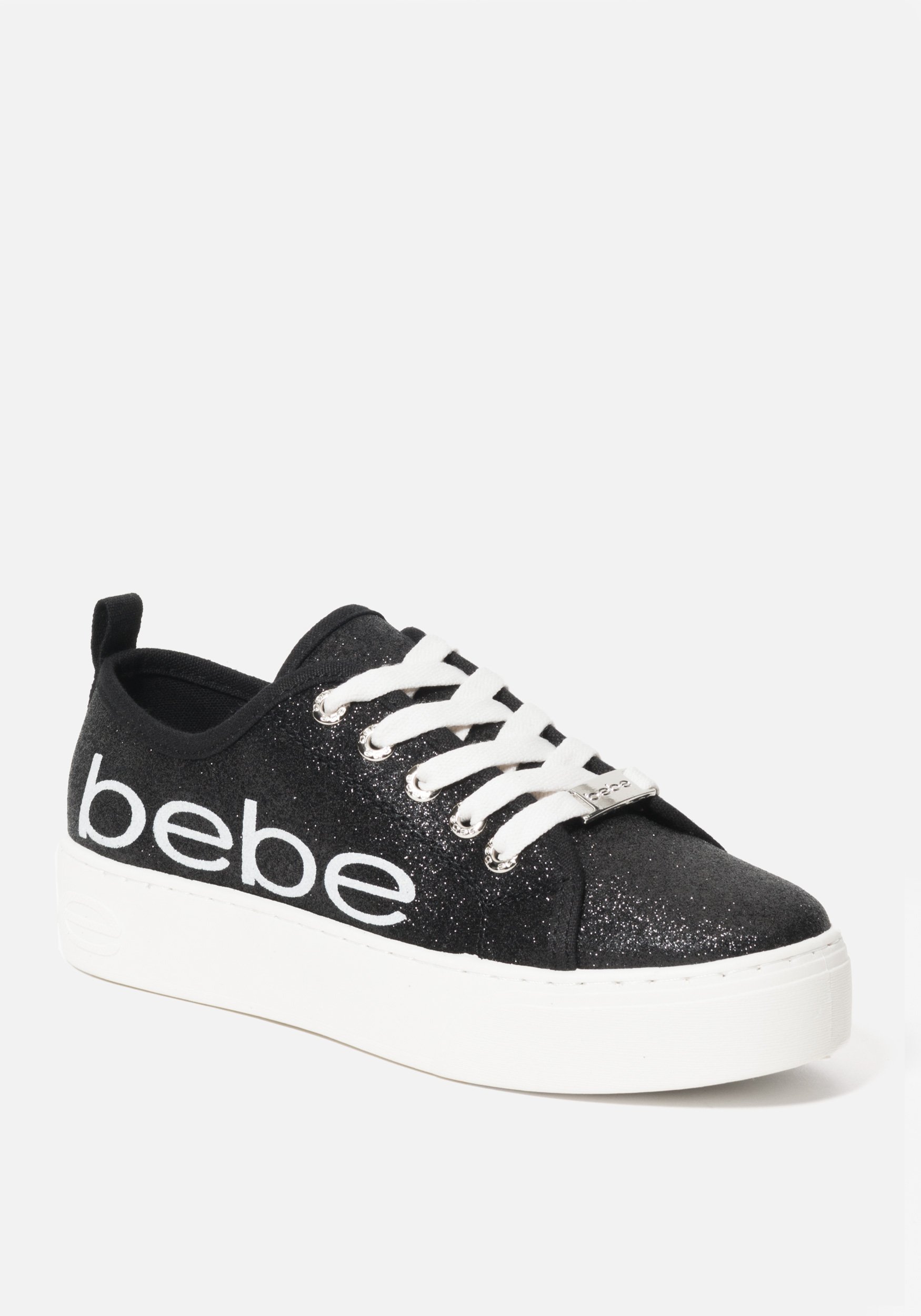 Women's Dovie Bebe Logo Sneakers, Size 10.5 in BLACK GLITTER Synthetic