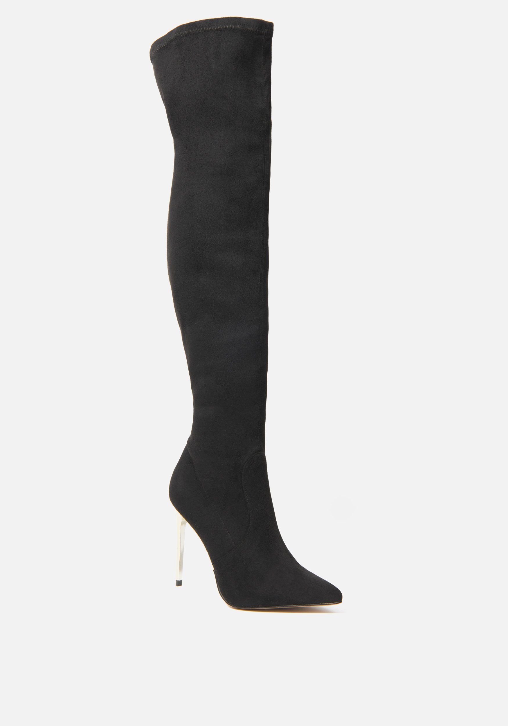 Bebe Women's Valirya Over the Knee Boots, Size 11 in BLACK SUEDE Synthetic