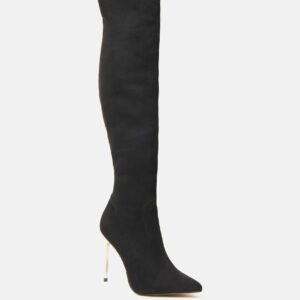 Bebe Women's Valirya Over the Knee Boots, Size 6.5 in BLACK SUEDE Synthetic