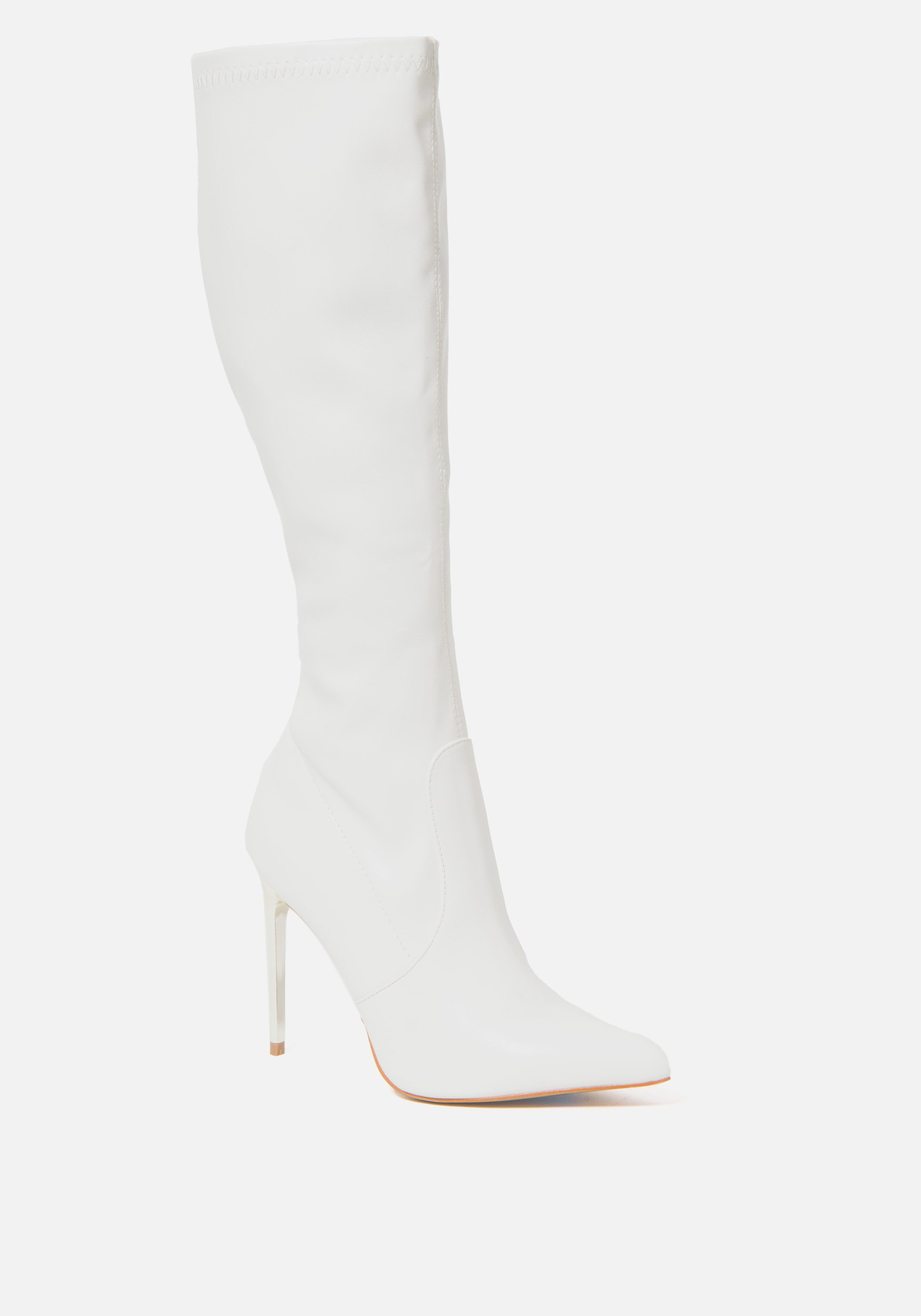 Bebe Women's Valeria Knee High Boots, Size 9.5 in WINTER WHITE Synthetic