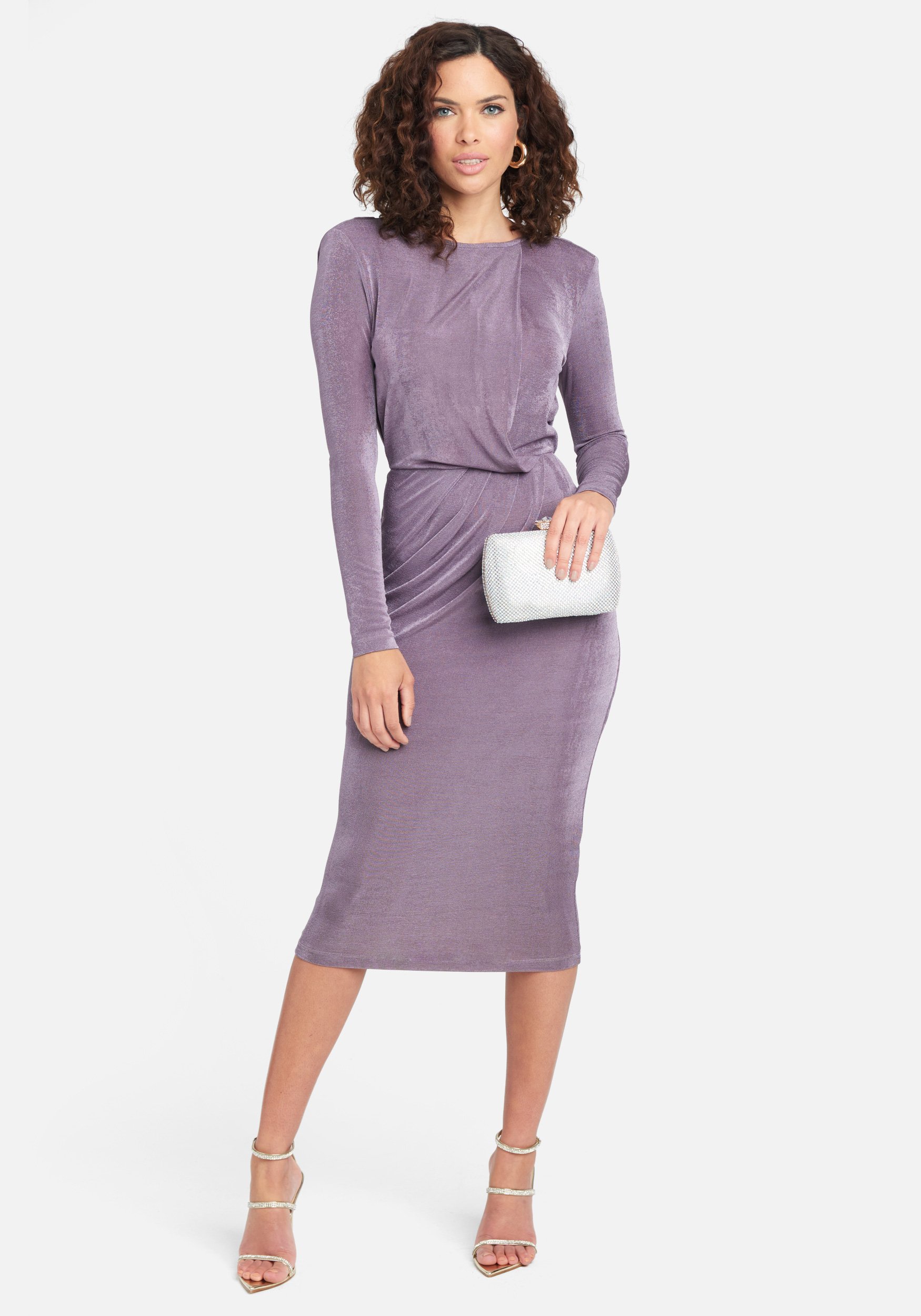 Bebe Women's Cowl Back Midi Dress, Size XS in Lavender Leather