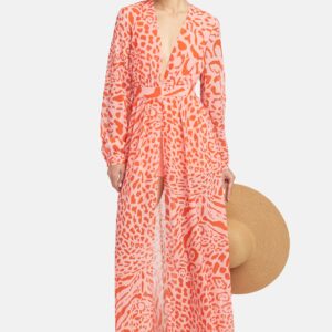 Bebe Women's Printed Deep V Maxi Dress, Size XXS in Tiger Leopard Print Polyester/Viscose