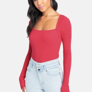 Bebe Women's Tie Back Long Sleeve Sweater, Size XS in Bright Rose Cotton/Viscose/Nylon