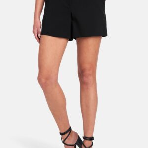 Bebe Women's Double Banded Stretch Twill Shorts, Size 4 in Black Spandex/Viscose