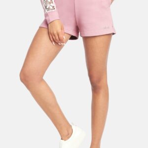 Women's Bebe Logo French Terry Shorts, Size XS in New Pink Cotton