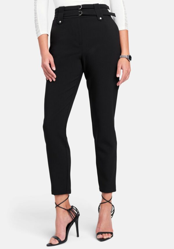 Bebe Women's Double Banded Stretch Twill Pant, Size 0 in Black Spandex/Viscose