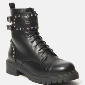 Bebe Women's Dalila Combat Boots, Size 6.5 in Black Synthetic