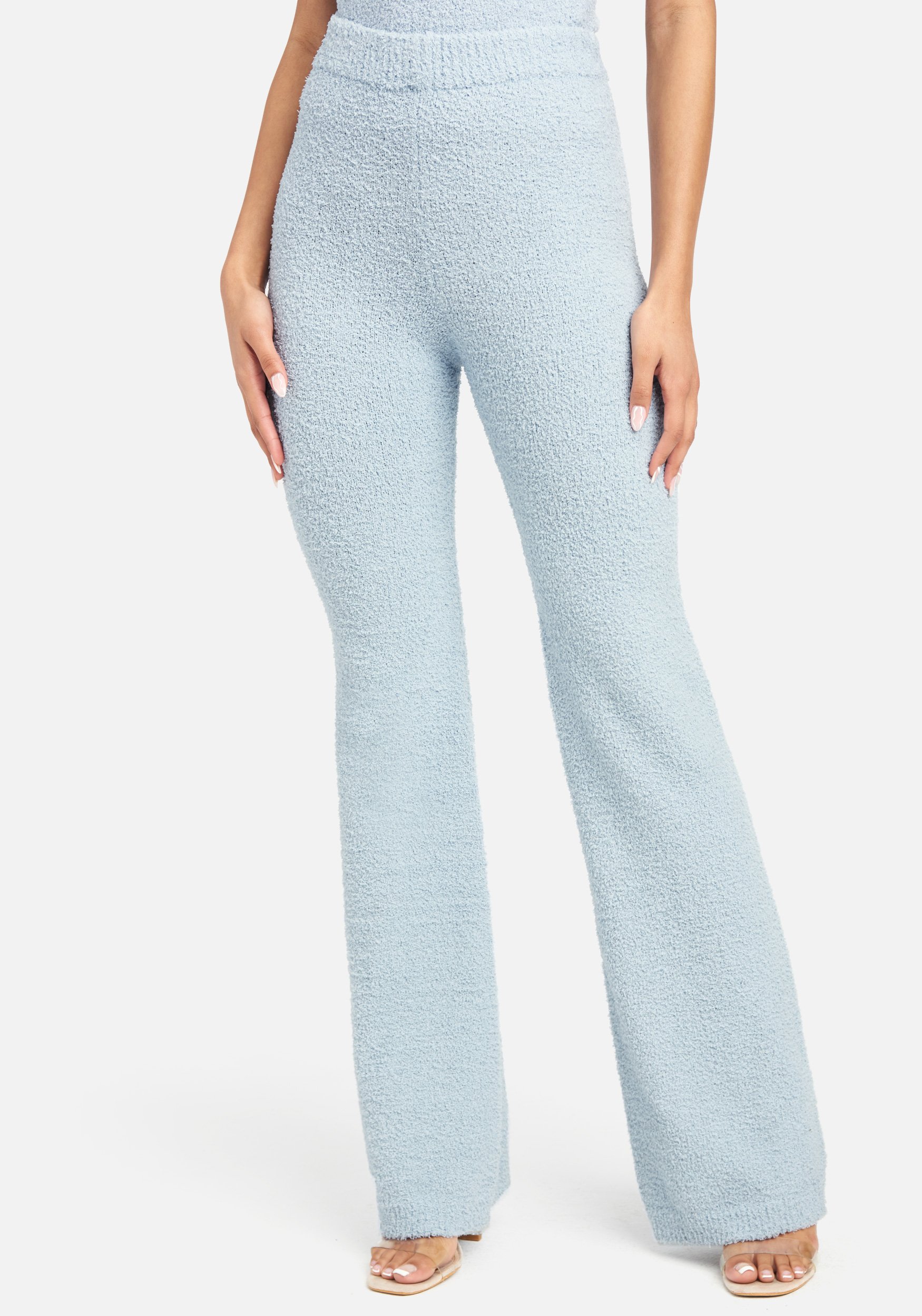 Bebe Women's Chenille Knit Pant, Size Small in Ice Blue Polyester