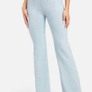 Bebe Women's Chenille Knit Pant, Size Medium in Ice Blue Polyester