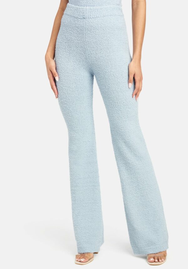 Bebe Women's Chenille Knit Pant, Size Large in Ice Blue Polyester
