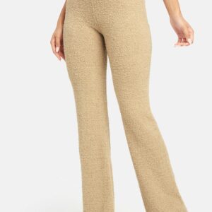 Bebe Women's Chenille Knit Pant, Size Medium in Tan Polyester