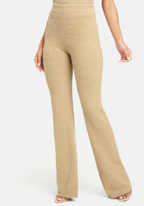 Bebe Women's Chenille Knit Pant, Size Medium in Tan Polyester