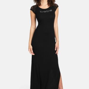 Women's Lace Bebe Logo Maxi Dress, Size XXS in Black