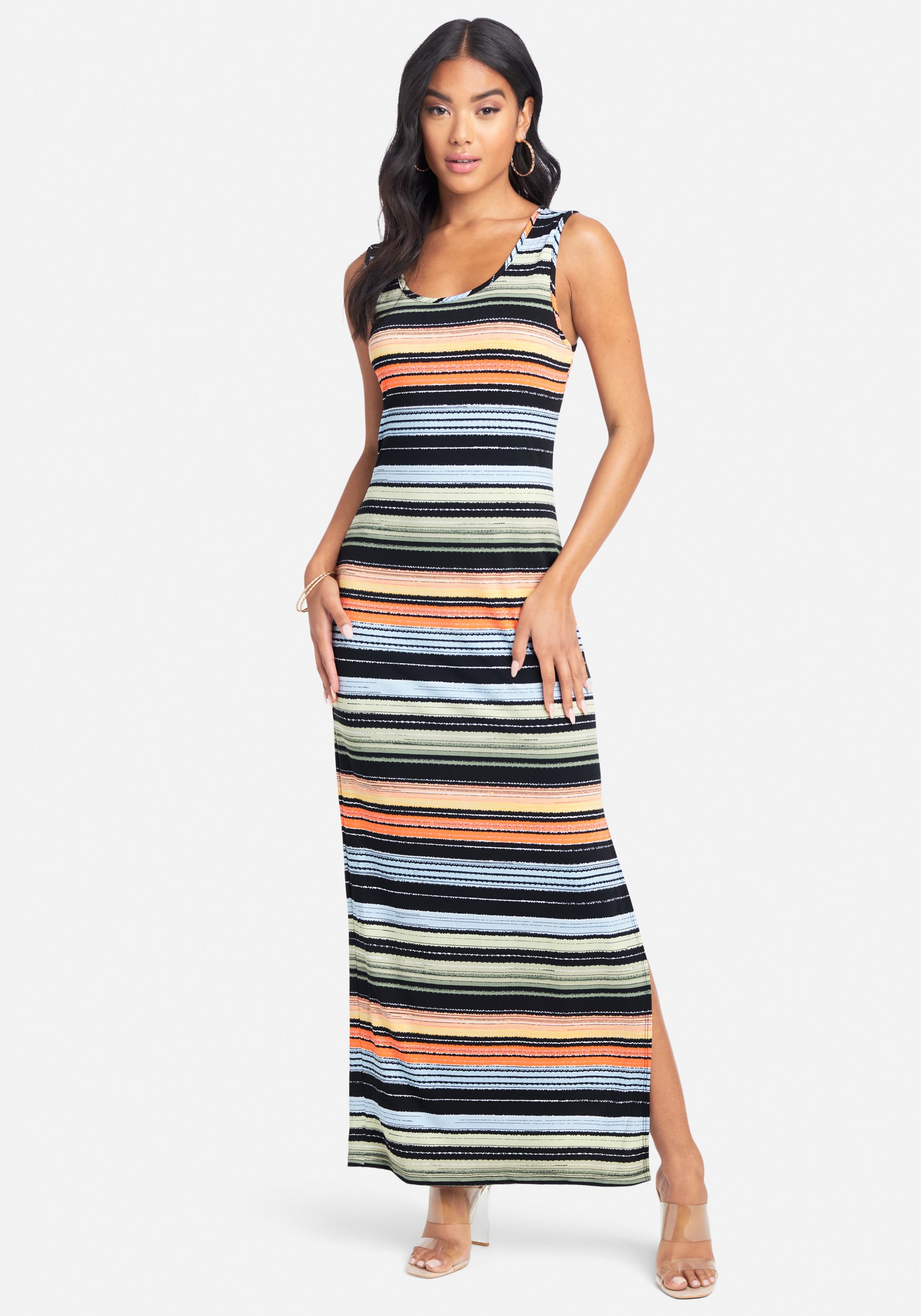 Bebe Women's Stripe Maxi Dress, Size XL