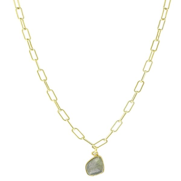 Link Paper Clip Chain Necklace labradorite silver gold