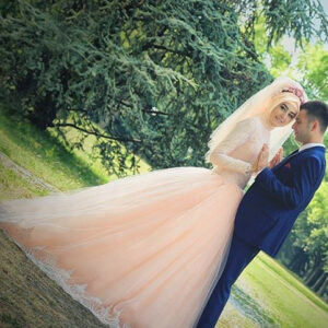 Romantic Long Sleeve Tulle Lace Arabian Wedding Dress Sweep Train_2021 Wedding Dresses_Wedding Dresses_High Quality Wedding Dresses, Prom Dresses, Eve
