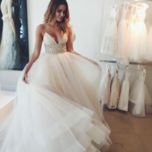 Glamorous Spaghetti Straps Tulle Wedding Dresses 2021 Princess With Crystals BA3184_Princess Wedding Dresses_Wedding Dresses_High Quality Wedding Dres