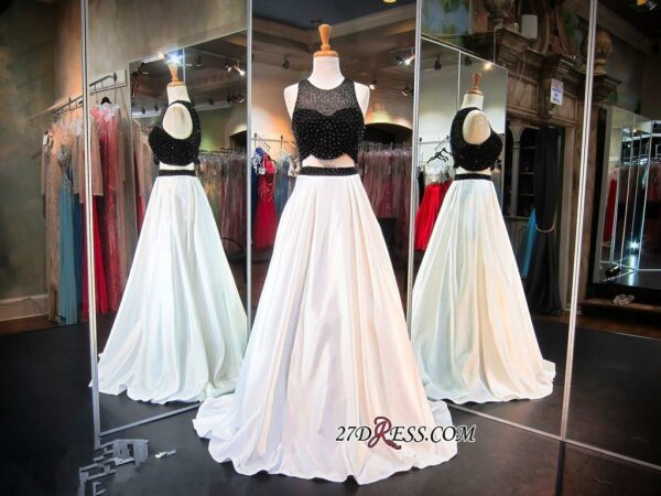 2021 Sleeveless Newest Beads Sweep-Train Two-Piece A-line Evening Dress_Evening Dresses_Prom &amp; Evening_High Quality Wedding Dresses, Prom Dres
