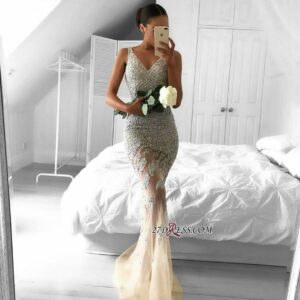2021 Lace-Appliques Beads Sleeveless Straps Tulle Gorgeous Mermaid Evening Dress BA6959_Evening Dresses_Prom &amp; Evening_High Quality Wedding Dr