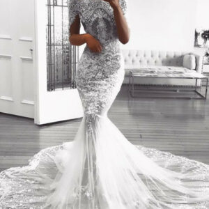 Glamorous Long Sleeve Lace Wedding Dress | 2021 Mermaid Bridal Gowns On Sale BC0823_2021 Wedding Dresses_Wedding Dresses_High Quality Wedding Dresses,