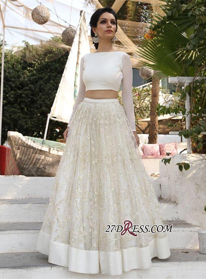 2021 A-line Newest Sequined Two-Piece Long-Sleeve Evening Dress_Prom Dresses_Prom &amp; Evening_High Quality Wedding Dresses, Prom Dresses, Evenin