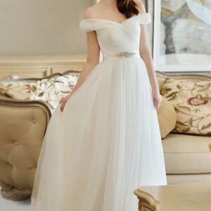 2021 Crystal Off-the-shoulder Long Newest A-line Wedding Dress_A-Line Wedding Dresses_Wedding Dresses_High Quality Wedding Dresses, Prom Dresses, Even