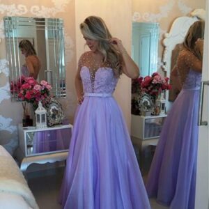 2021 Long Puffy Short-Sleeves Romantic Sheer Lavender Pearls Prom Dresses BA4789_Prom Dresses_Prom &amp; Evening_High Quality Wedding Dresses, Pro