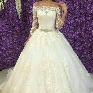 Princess Off-the-Shoulder Long Sleeve Wedding Dress 2021 Lace Tulle_Princess Wedding Dresses_Wedding Dresses_High Quality Wedding Dresses, Prom Dresse