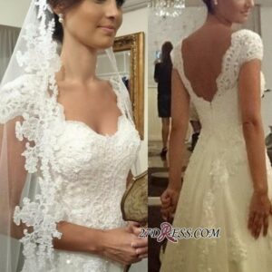 A-line Straps Lace Short-sleeves Modern Zipper Wedding Dress_2021 Wedding Dresses_Wedding Dresses_High Quality Wedding Dresses, Prom Dresses, Evening