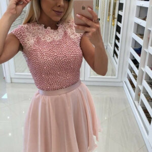 Beautiful Pink Pearls Homecoming Dress | 2021 Short Mini Party Dress_Homecoming Dresses_Prom &amp; Evening_High Quality Wedding Dresses, Prom Dres
