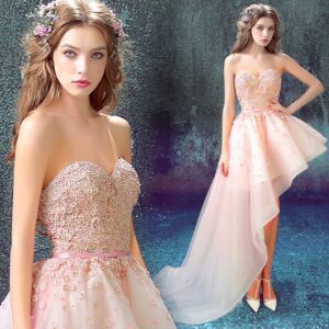 Gorgeous Sweetheart Flower Appliques 2021 Cocktail Dress HI-Lo Lace-Up_Short Dresses_Prom &amp; Evening_High Quality Wedding Dresses, Prom Dresses