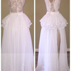 Elegant White Lace Chiffon Wedding Dress | Front Split Long Bridal Gown_Real Model Series!_High Quality Wedding Dresses, Prom Dresses, Evening Dresses