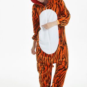 Nueva naranja tigre otoño invierno cálido franela ropa para el hogar talla grande kigurumi mono pijama para mujer pijama camisón ropa de dormir animal