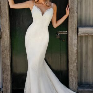 Chic Spaghetti Straps Sleeveless White Wedding Dress 2021 Mermaid Lace BC0194_Wedding Dresses_High Quality Wedding Dresses, Prom Dresses, Evening Dres