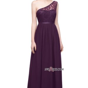 One-shoulder Floor A-line Chiffon Lace Length Bridesmaid Dresses_Clearance_High Quality Wedding Dresses, Prom Dresses, Evening Dresses, Bridesmaid Dre
