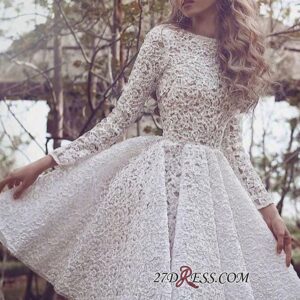 White Long-Sleeves Short Glamorous Full-Lace Homecoming Dress BA3645_Homecoming Dresses_Prom &amp; Evening_High Quality Wedding Dresses, Prom Dres