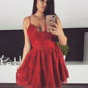 Cute Red Lace Spaghetti Strap Homecoming Dress | Short Fashion Formal Dress_Short Dresses_Prom &amp; Evening_High Quality Wedding Dresses, Prom Dr