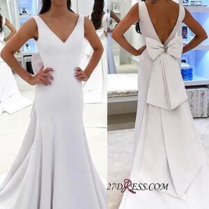 White wedding dress with bowknot, 2021 bridal gowns_Wedding Dresses_High Quality Wedding Dresses, Prom Dresses, Evening Dresses, Bridesmaid Dresses, H