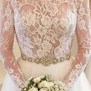 Elegant Illusion Long Sleeve Tulle Wedding Dress With Lace Beadings BA5175_Wedding Dresses_High Quality Wedding Dresses, Prom Dresses, Evening Dresses