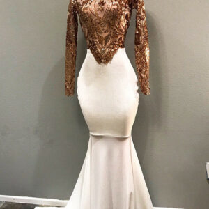 2021 Luxurious High Neck Long Sleeves Mermaid Prom Gown | Appliques Beadings Evening Dress On Sale_Evening Dresses_Prom &amp; Evening_High Quality