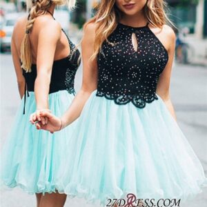 Halter A-line Beaded Lace Ruffles Short Homecoming Dress_Homecoming Dresses_Prom &amp; Evening_High Quality Wedding Dresses, Prom Dresses, Evening