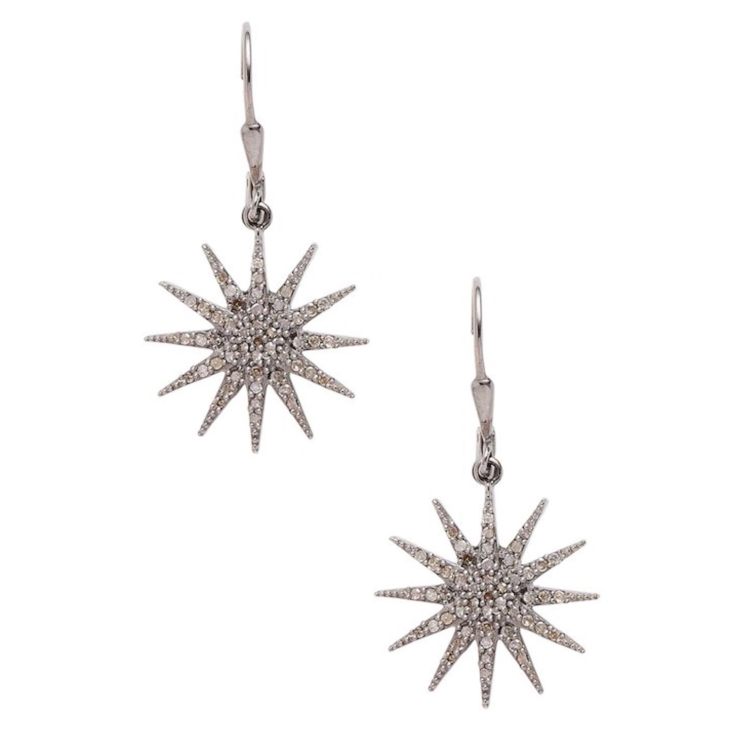 Starburst Diamond Dangle Earrings silver