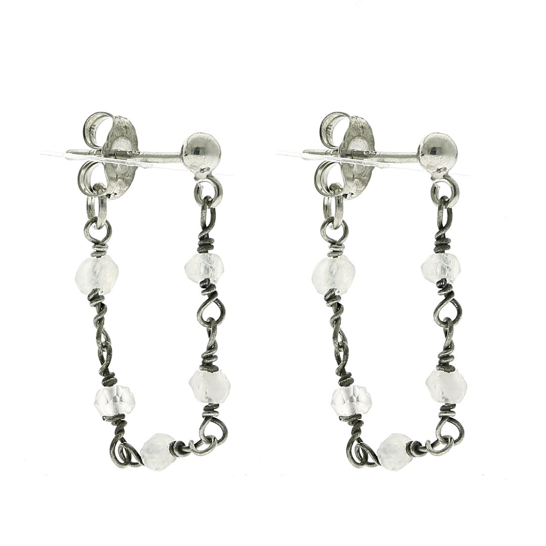 Wrap Around Chain Rosary Earrings moonstone silver
