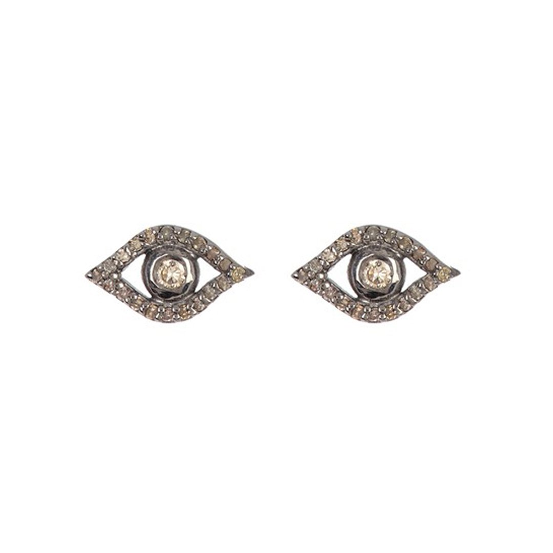 Pave Diamond Evil Eye Earrings diamond silver