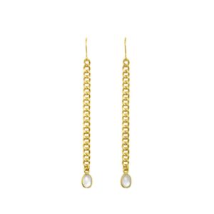 Curb Chain Drop Earrings moonstone gold