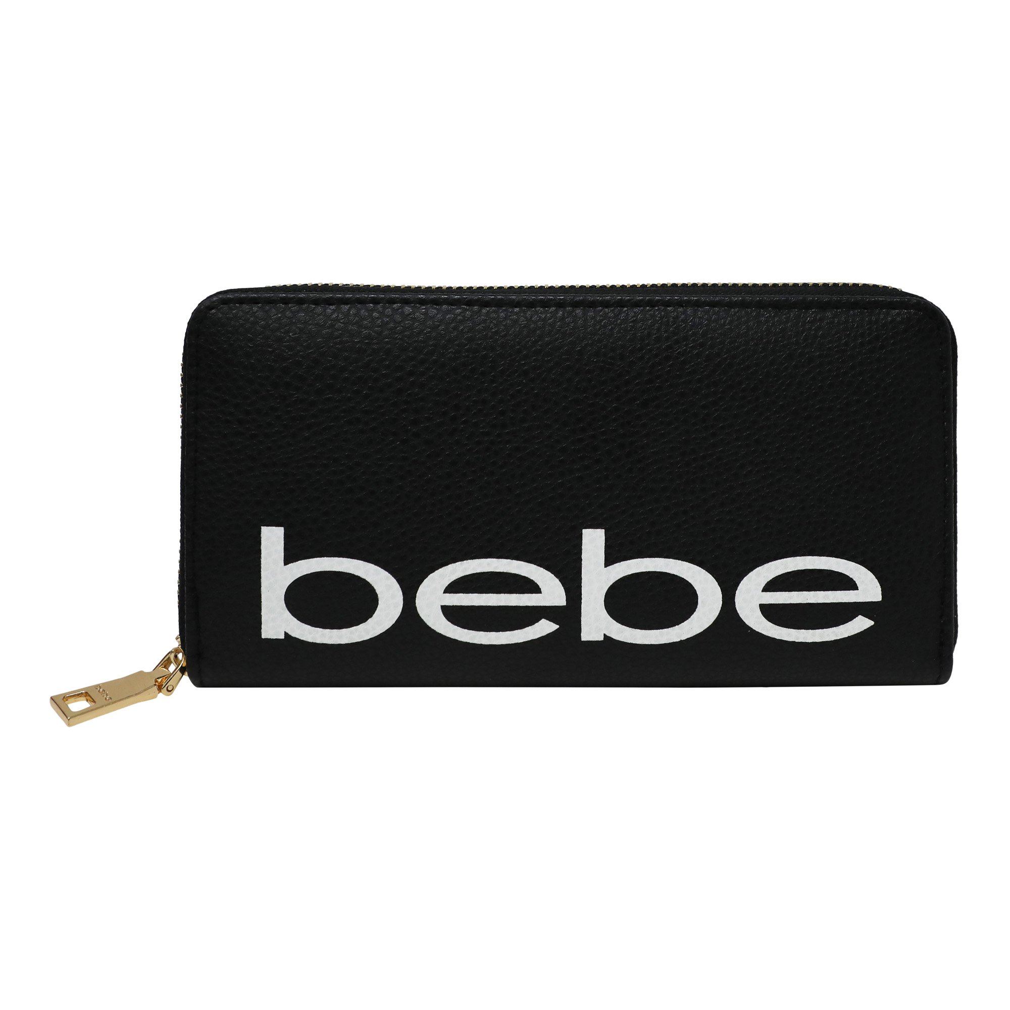 Bebe Women's Fabiola Zip Around Wallet in Black/White Polyester